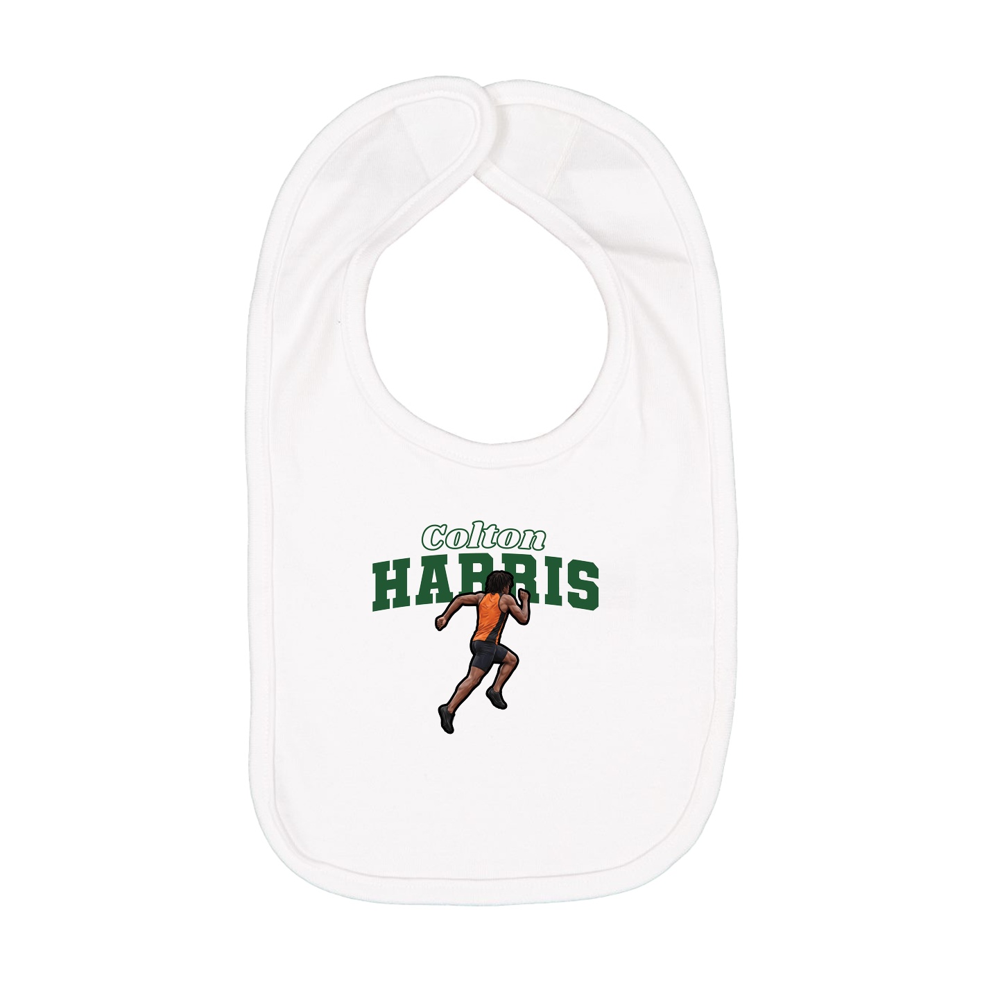 Infant Bib — Name Arch in White