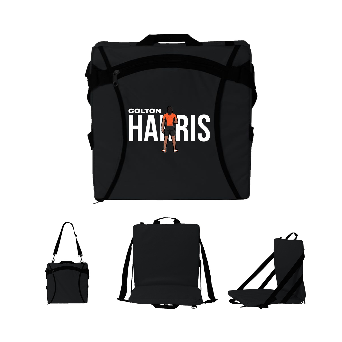Folding Stadium Seat — Player Name in Black
