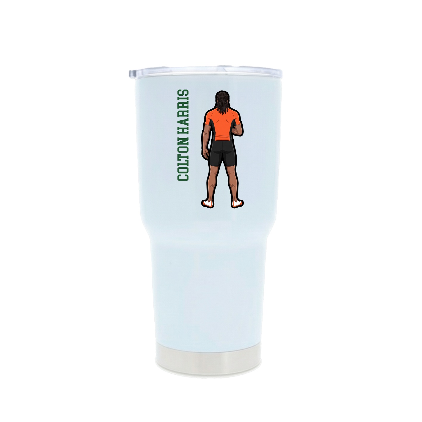 30oz Stainless Steel Tumbler — Name Vertical in White