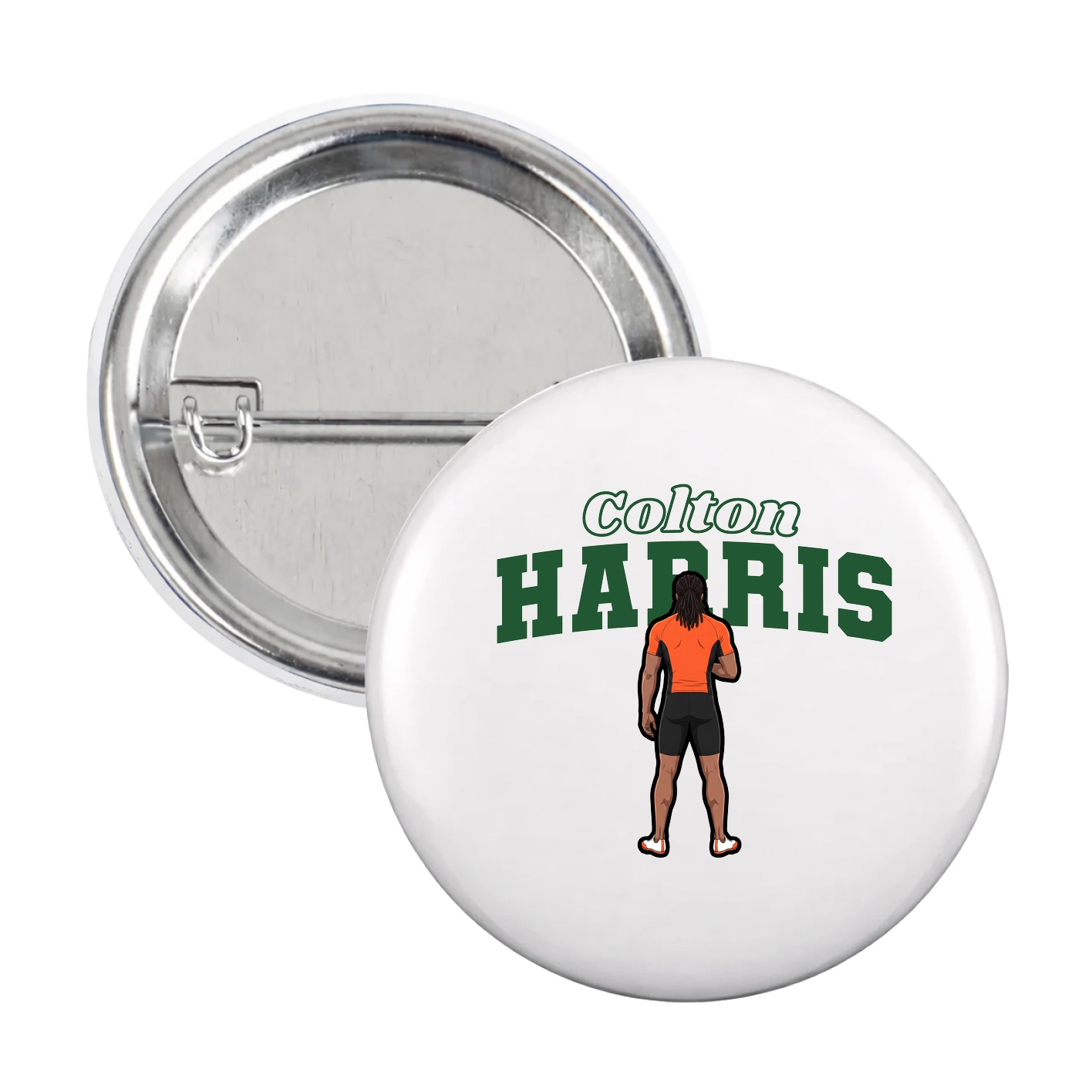 Game Day Button — Name Arch in White