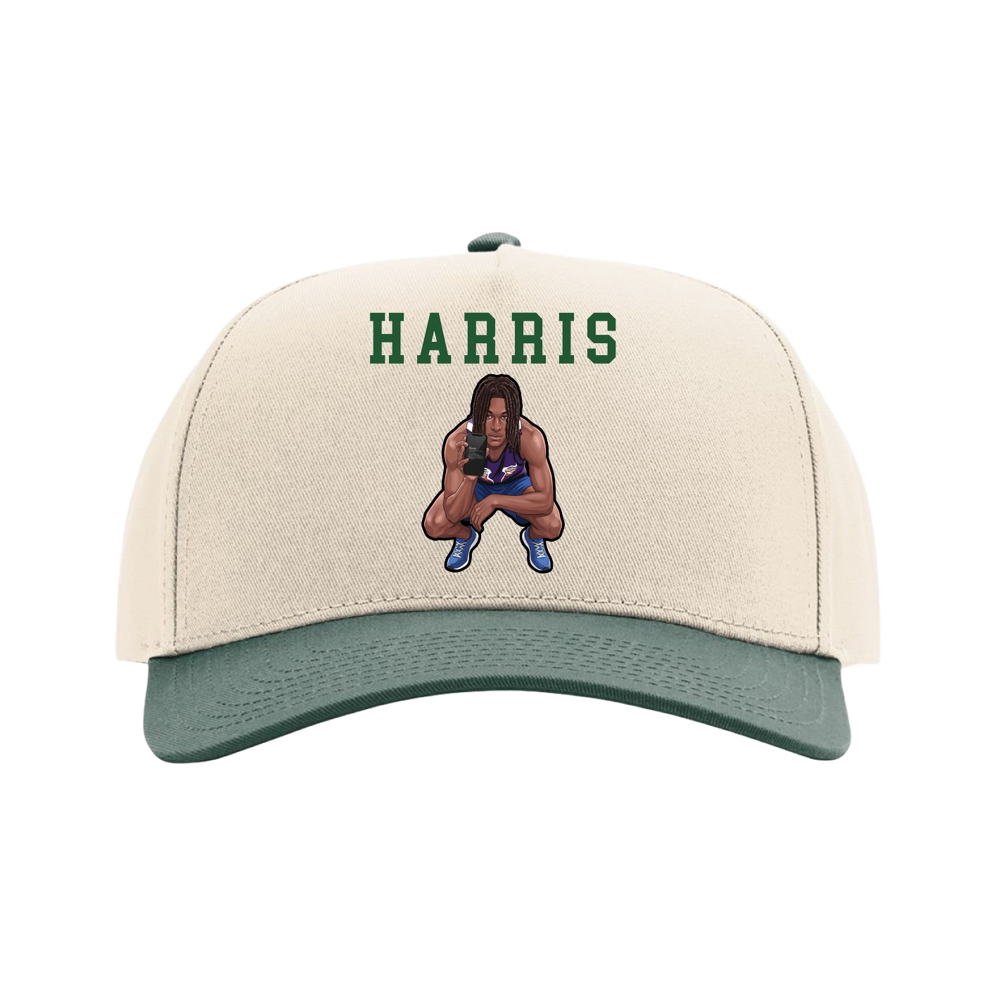 Full Fabric Five-Panel Champ Cap — Shirsey in Cream/Green