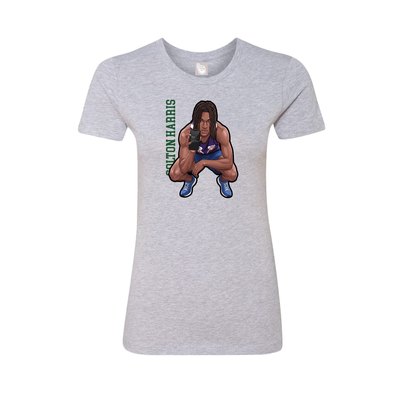 Womens Tee — Name Vertical in Grey