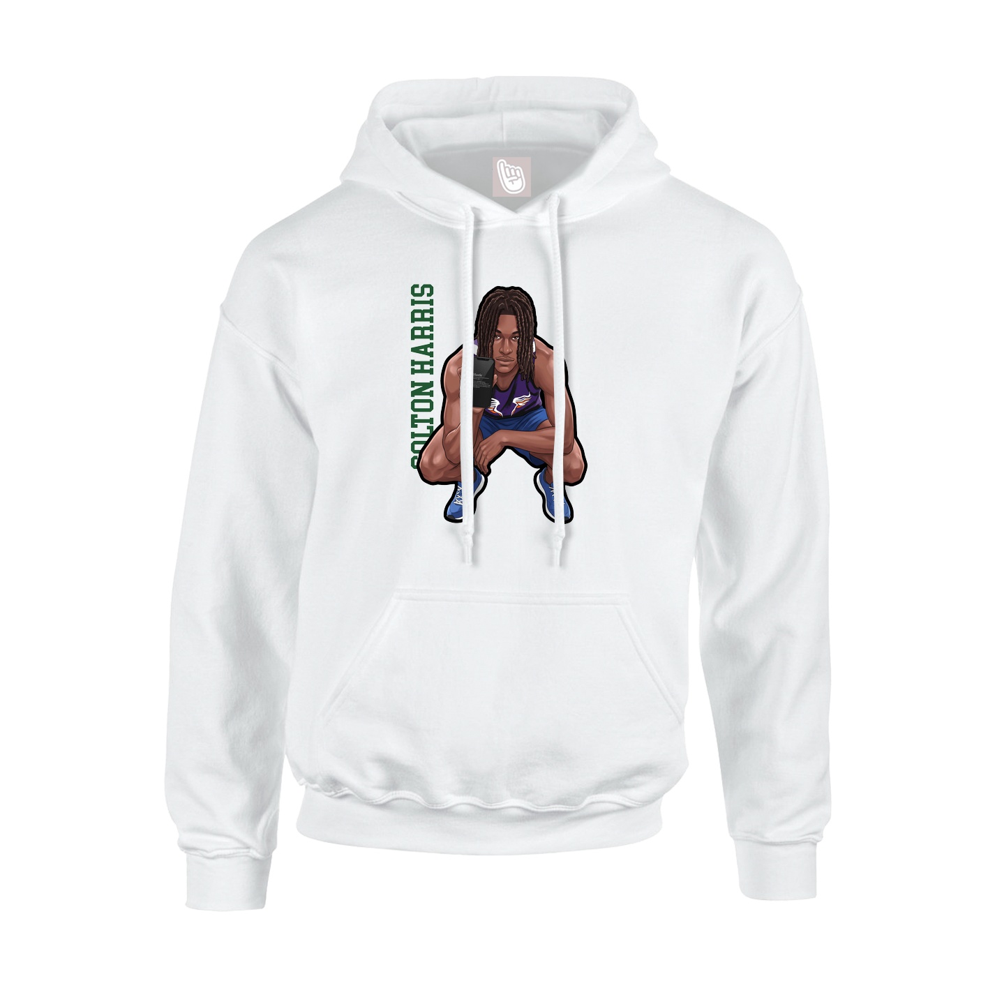 Youth Hoodie — Name Vertical in White