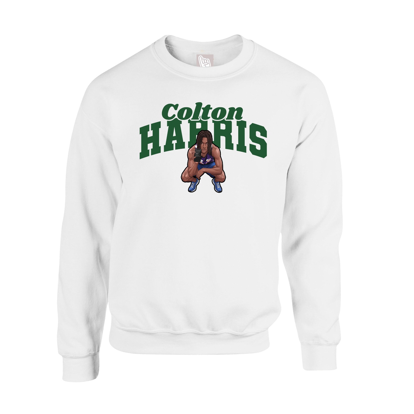 Fleece Crew — Signature Arch in White