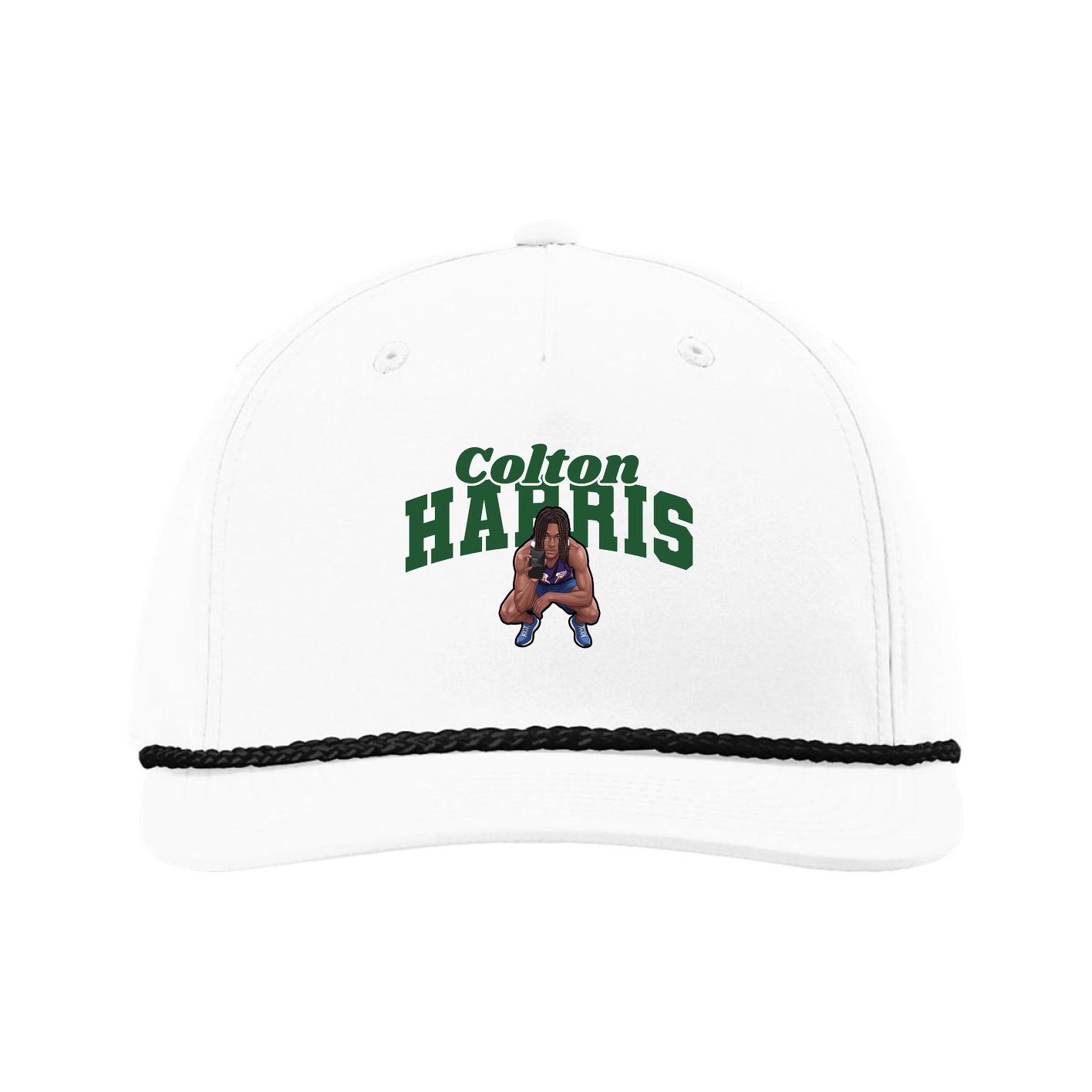 Five-Panel Classic Rope Cap — Signature Arch in White