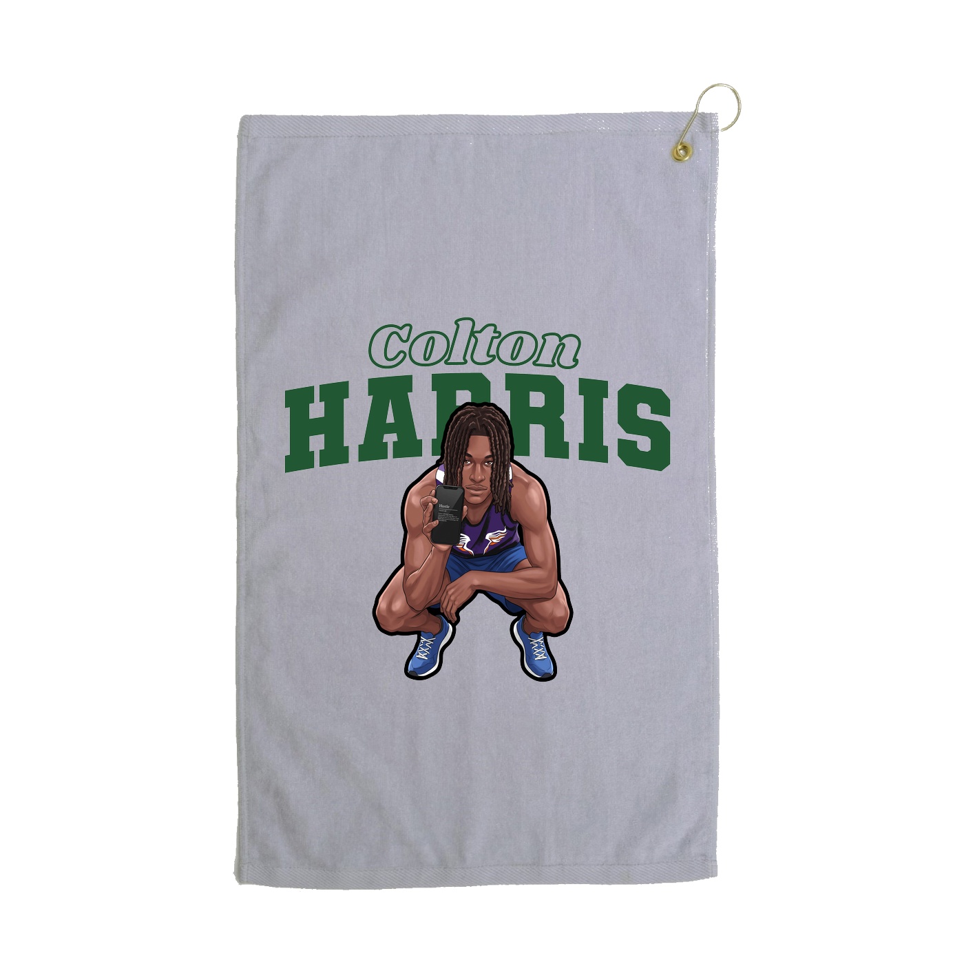 Golf Towel — Name Arch in Grey