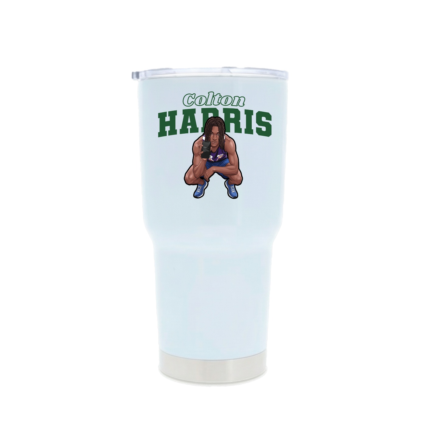 30oz Stainless Steel Tumbler — Name Arch in White