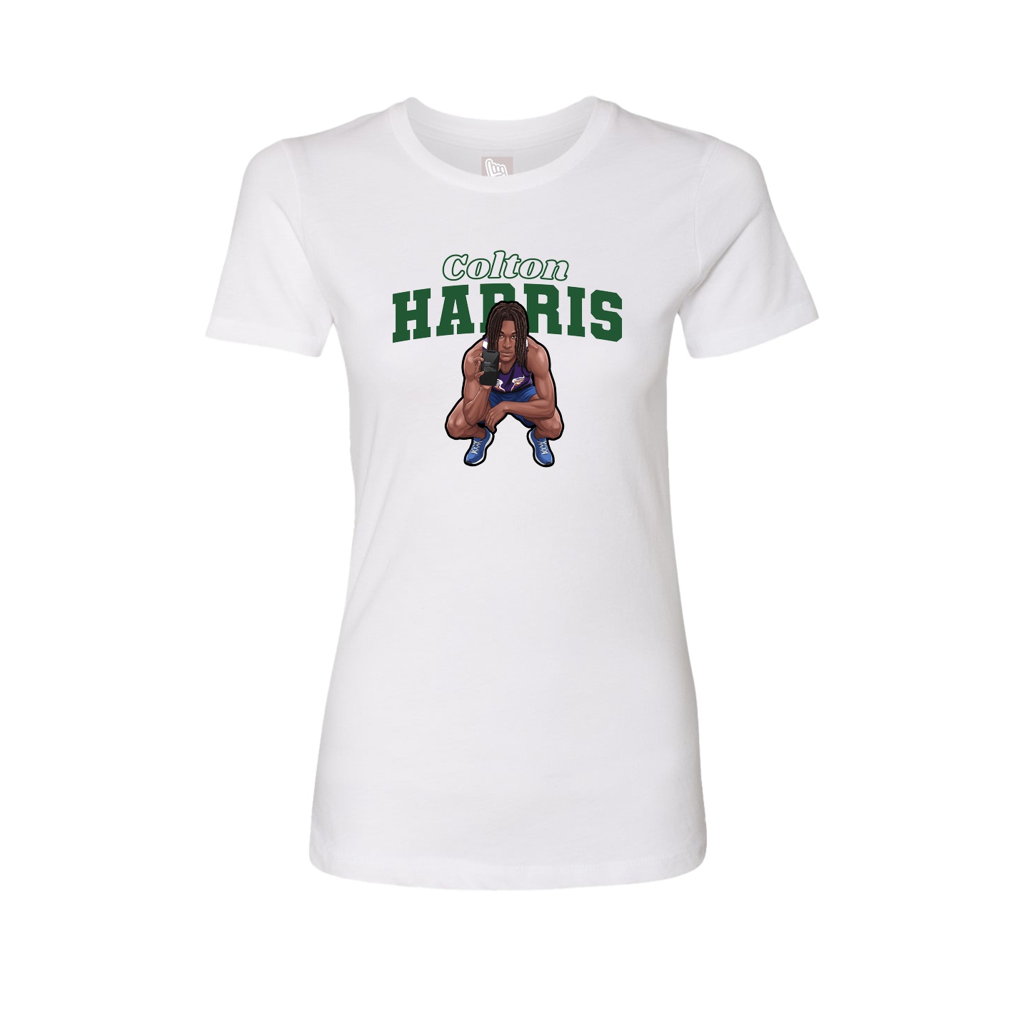 Fitted Women's Tee — Name Arch in White
