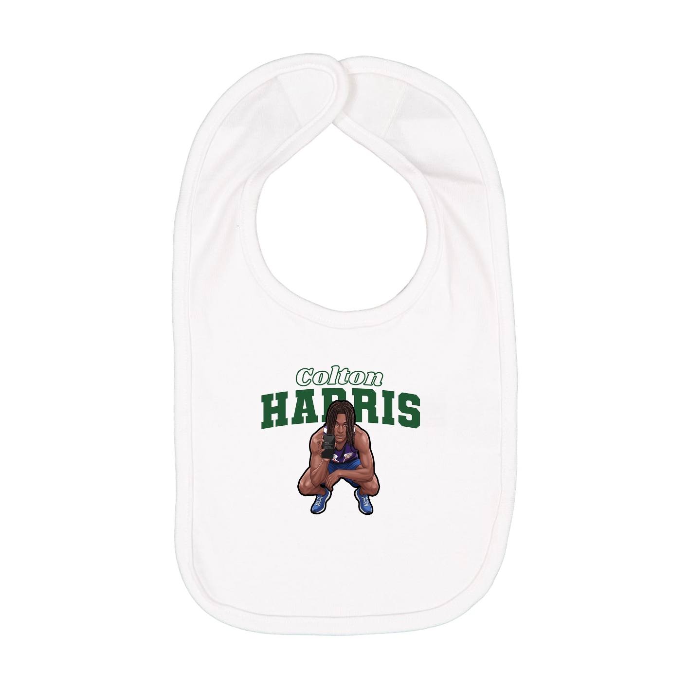 Infant Bib — Name Arch in White