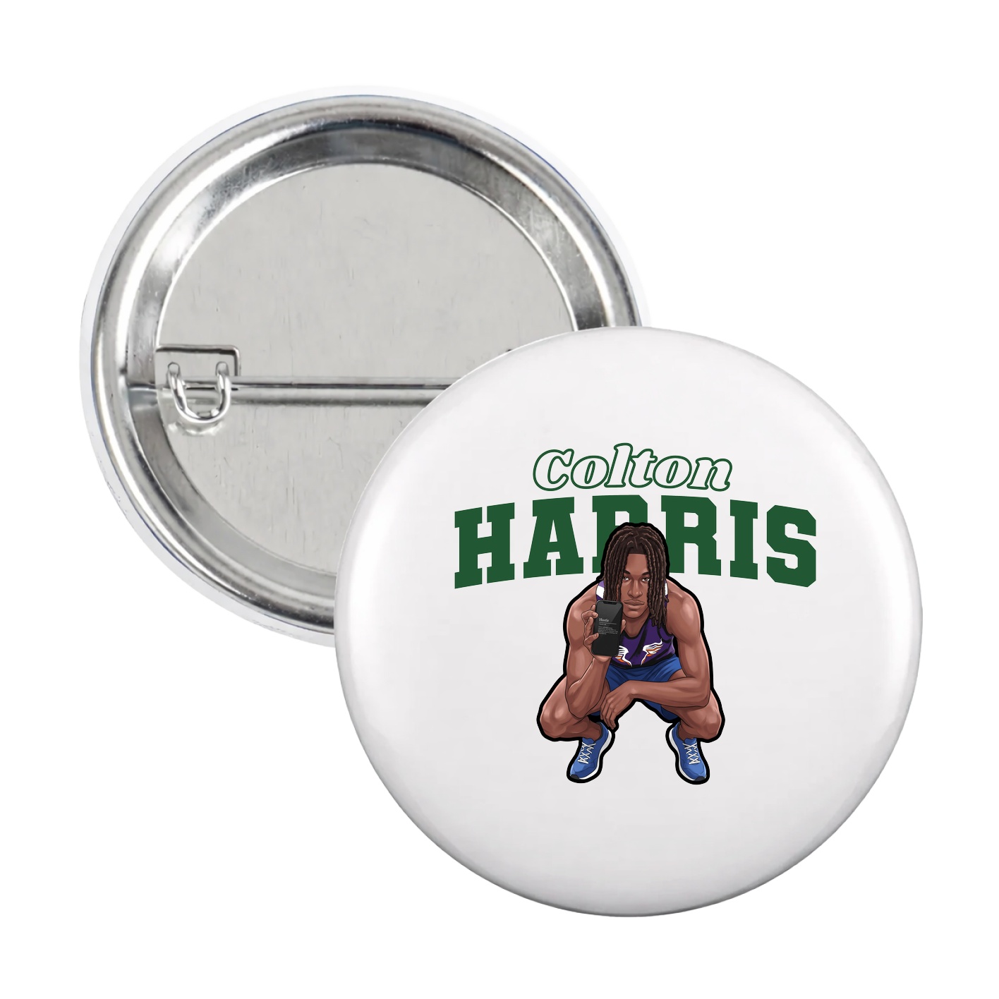 Game Day Button — Name Arch in White