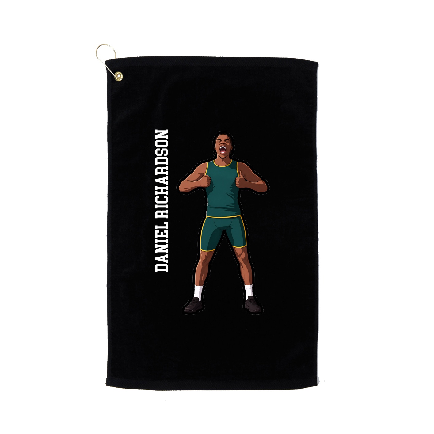 Golf Towel — Name Vertical in Black