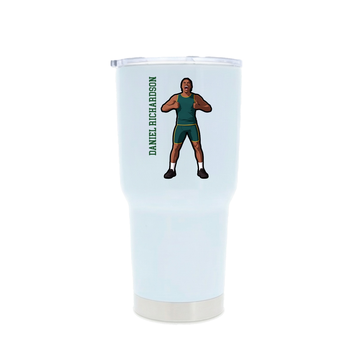30oz Stainless Steel Tumbler — Name Vertical in White