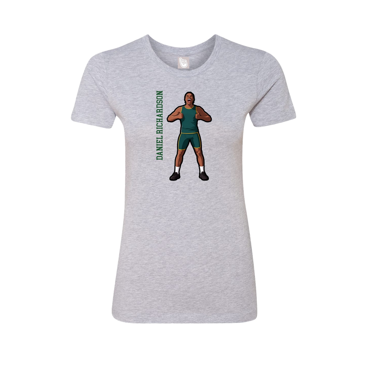 Fitted Women's Tee — Name Vertical in Grey