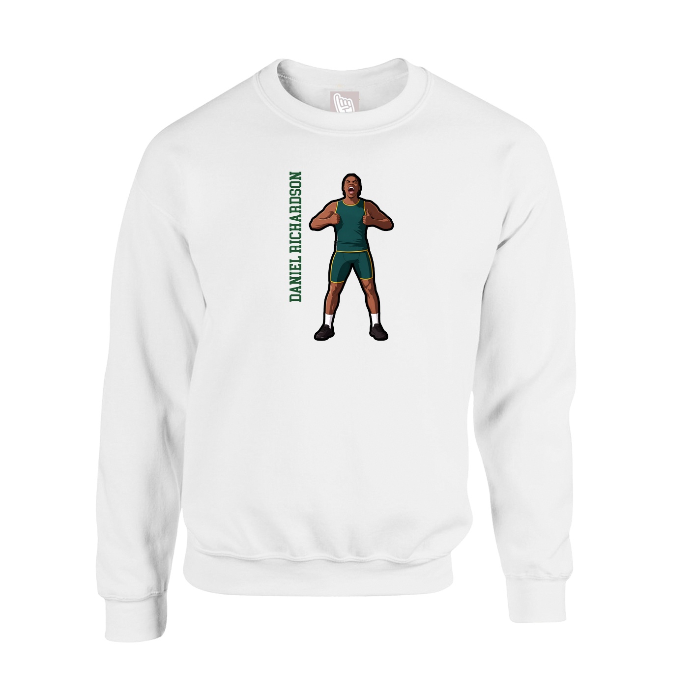 Fleece Crew — Name Vertical in White