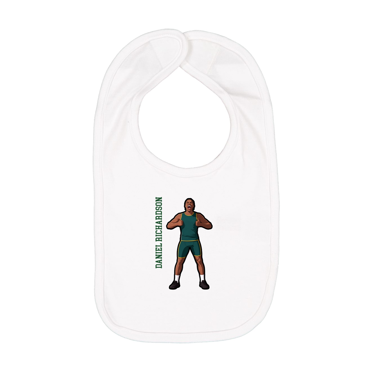 Infant Bib — Name Vertical in White