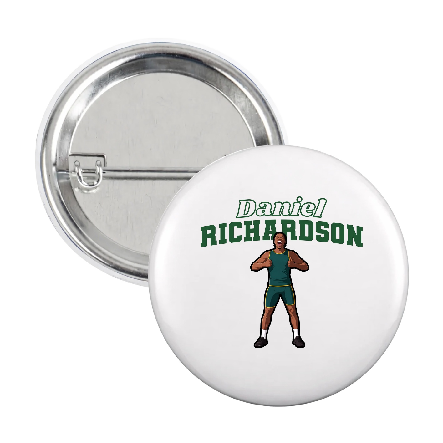Game Day Button — Name Arch in White