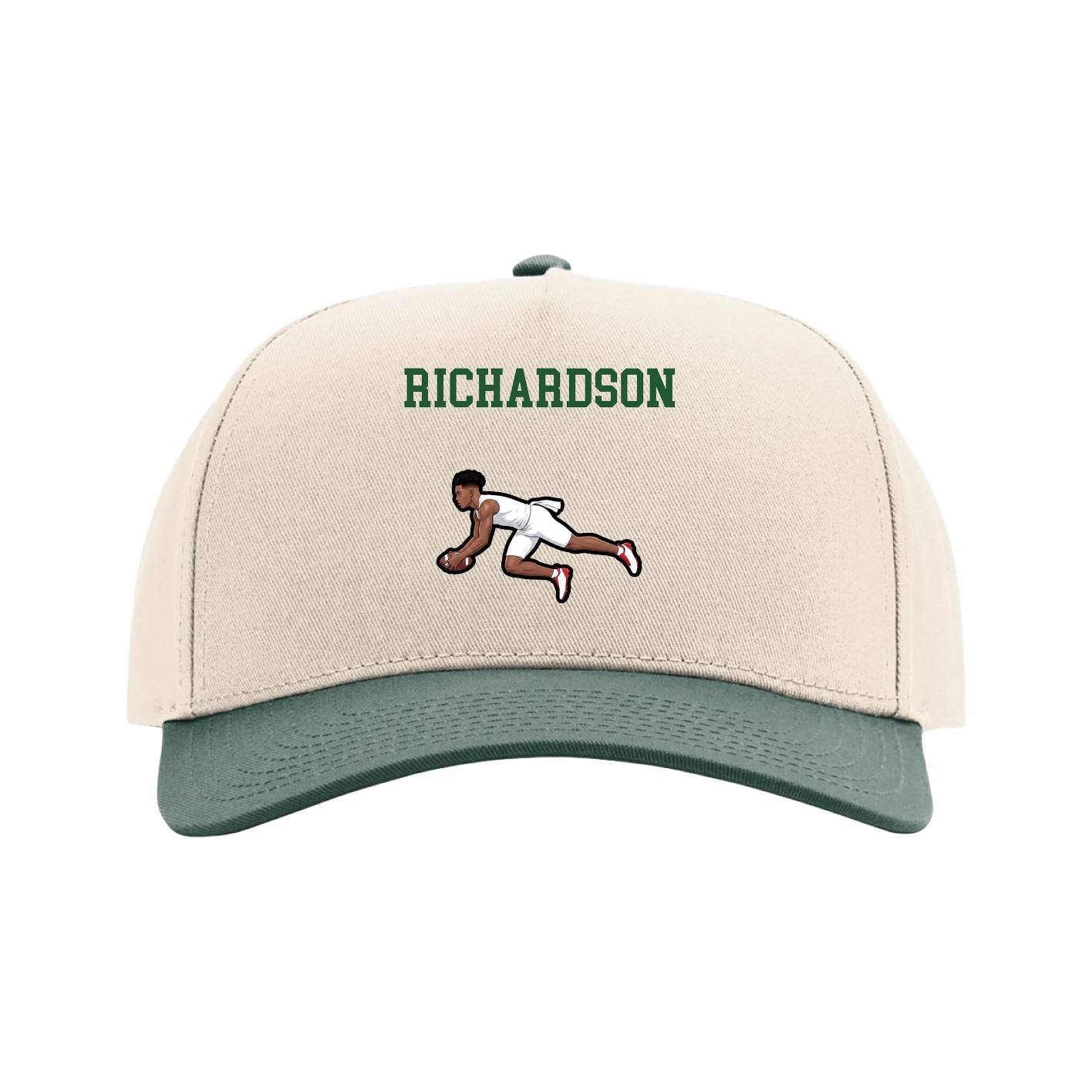 Full Fabric Five-Panel Champ Cap — Shirsey in Cream/Green