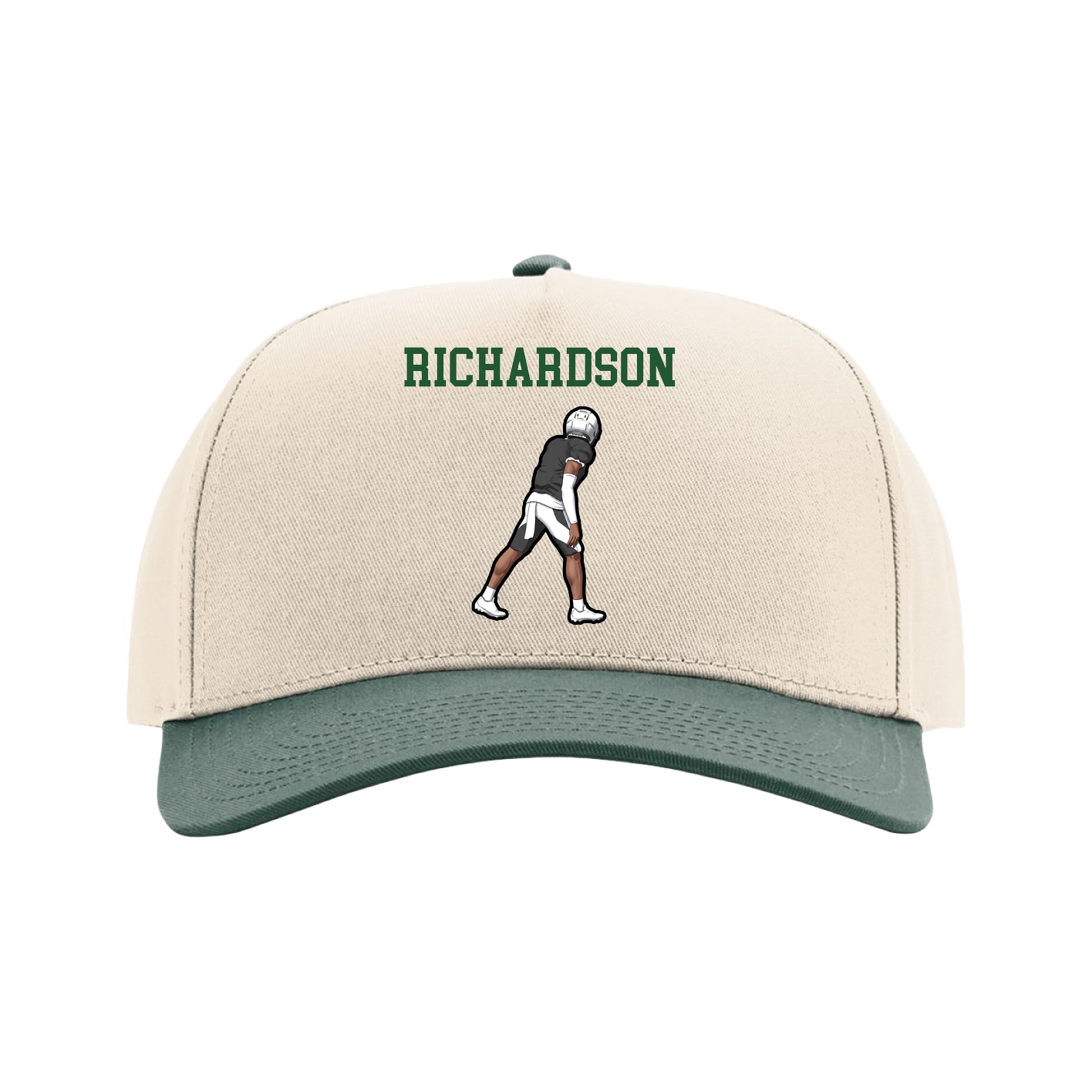 Full Fabric Five-Panel Champ Cap — Shirsey in Cream/Green