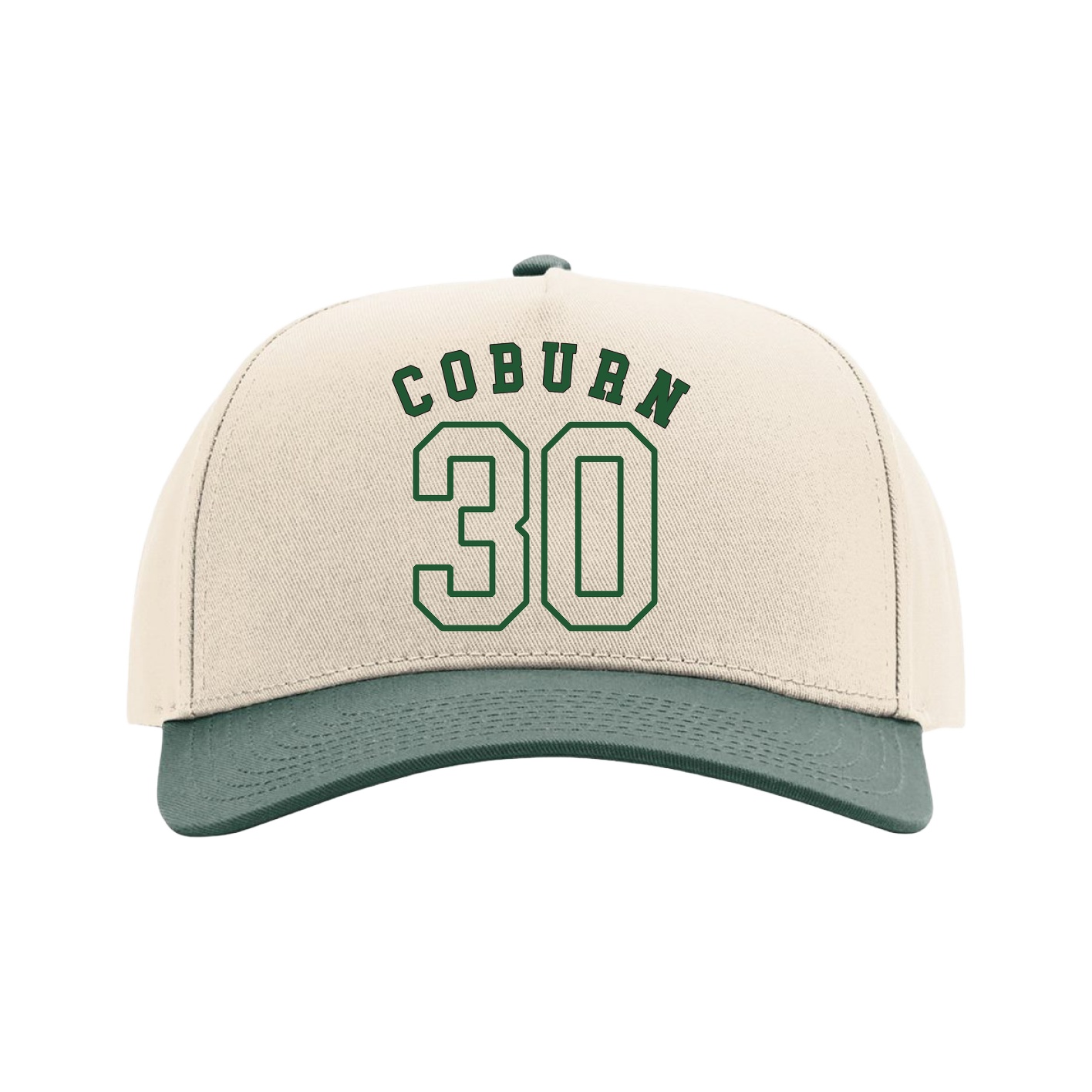 Full Fabric Five-Panel Champ Cap — Shirsey Arch in Cream/Green