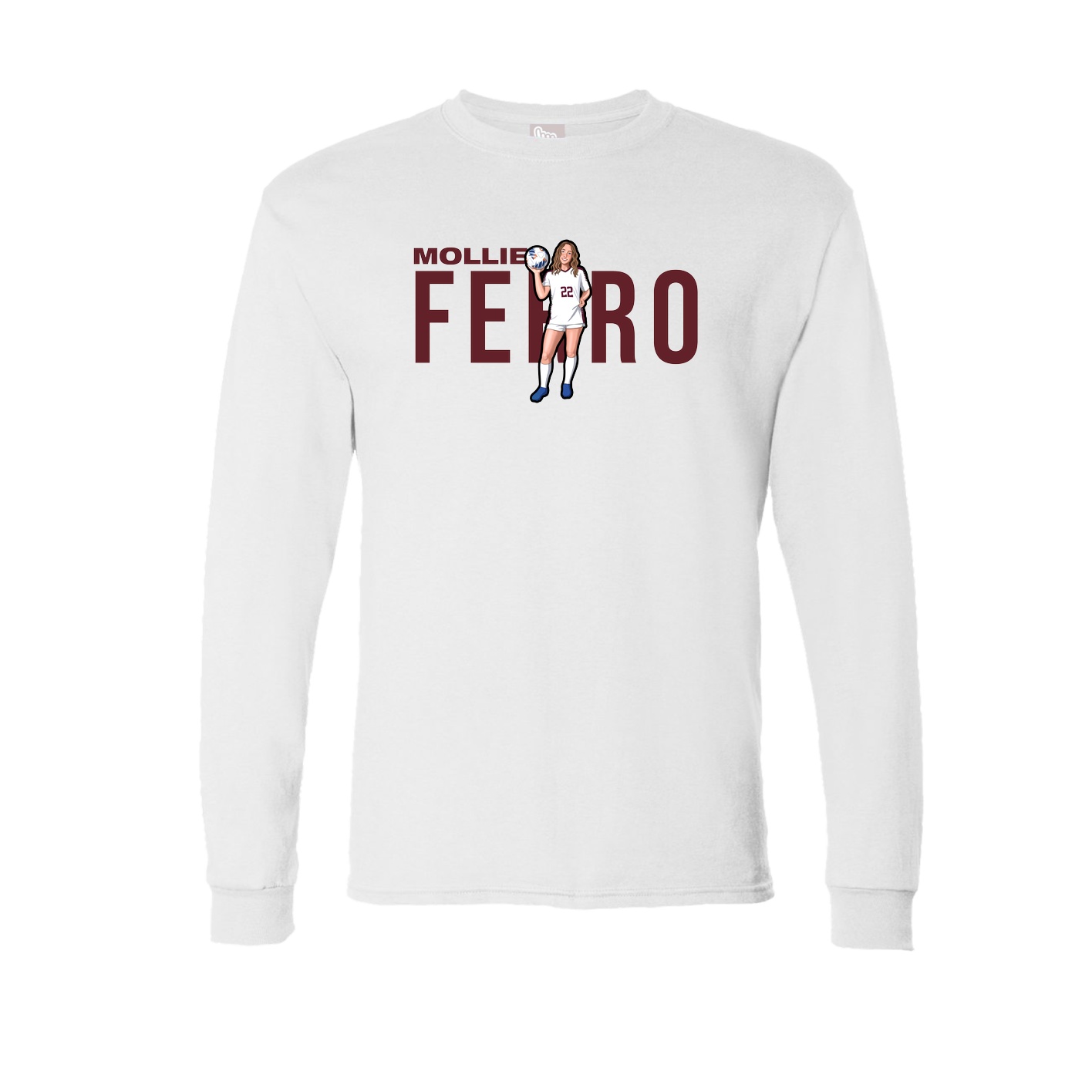 Long Sleeve Tee — Player Name in White