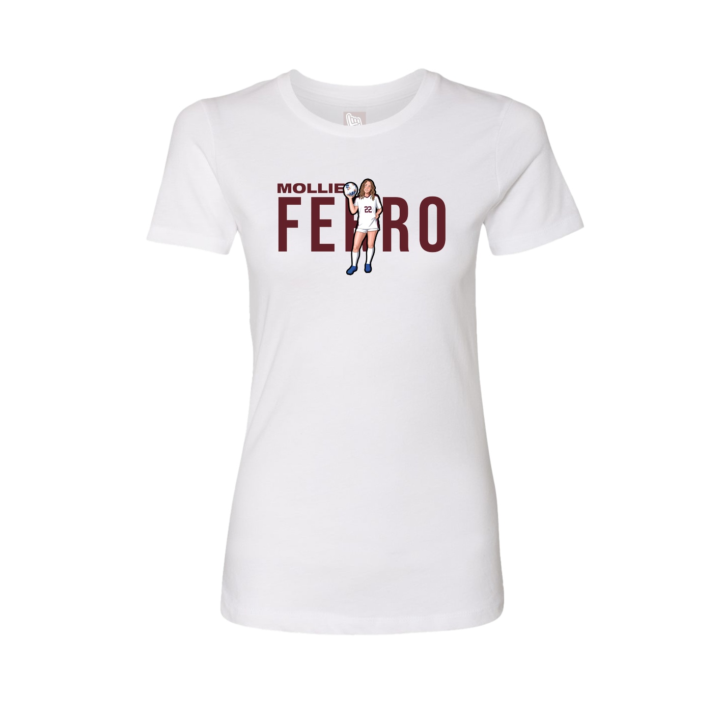 Fitted Women's Tee — Player Name in White