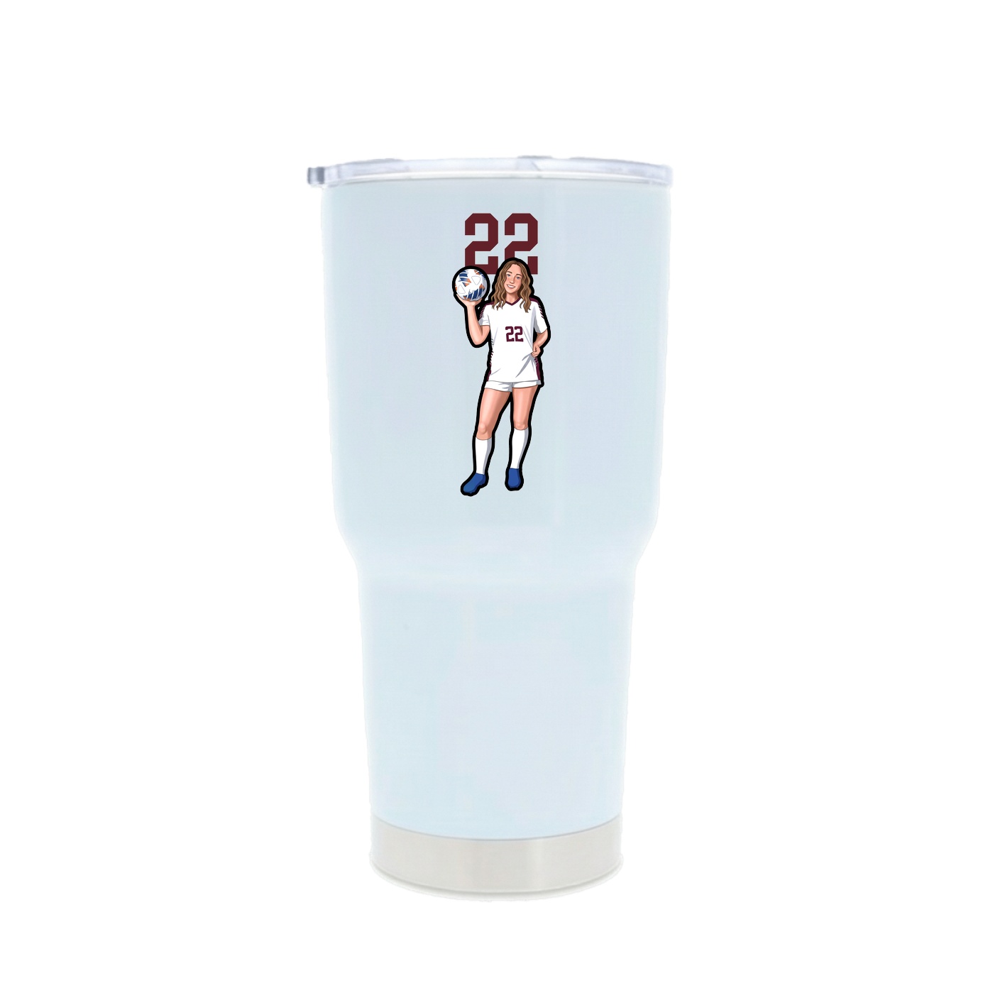 30oz Stainless Steel Tumbler — Number Top in White