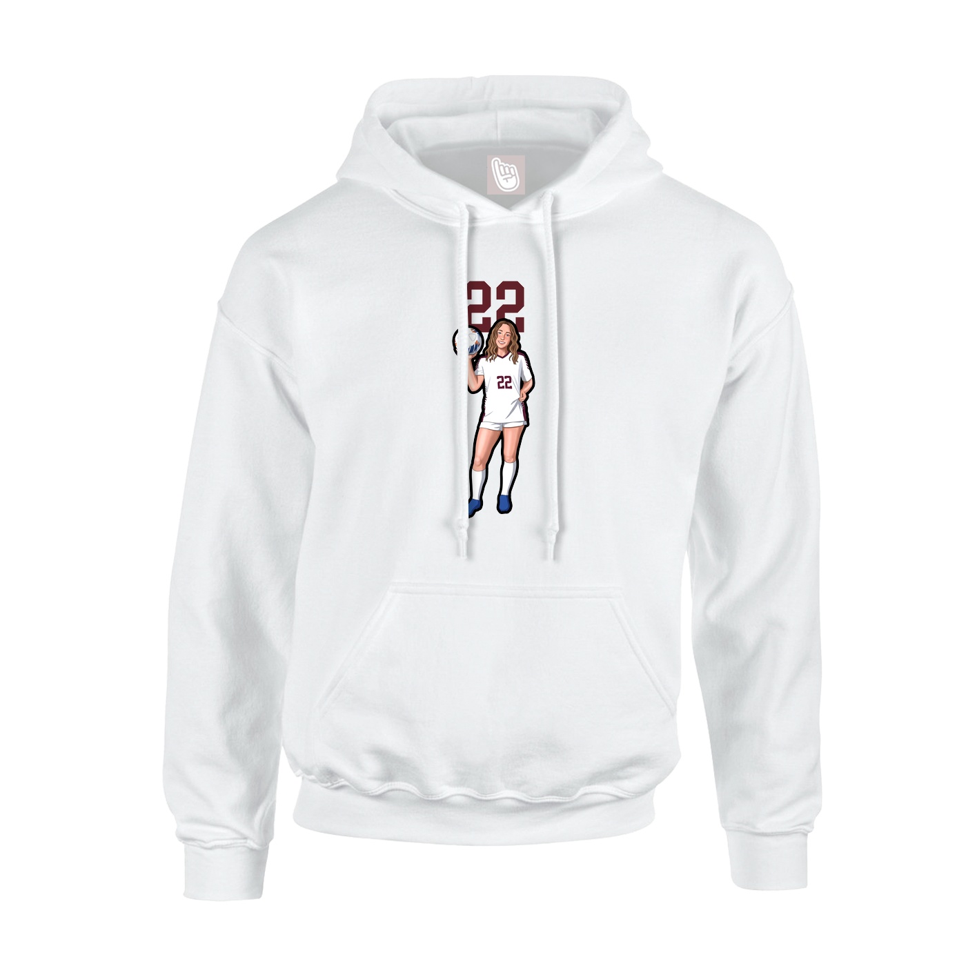Youth Hoodie — Number Top in White
