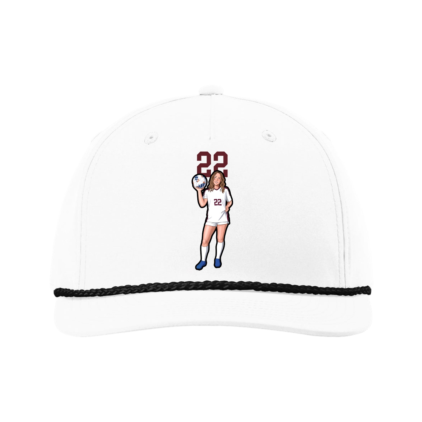 Five-Panel Classic Rope Cap — Number Top in White