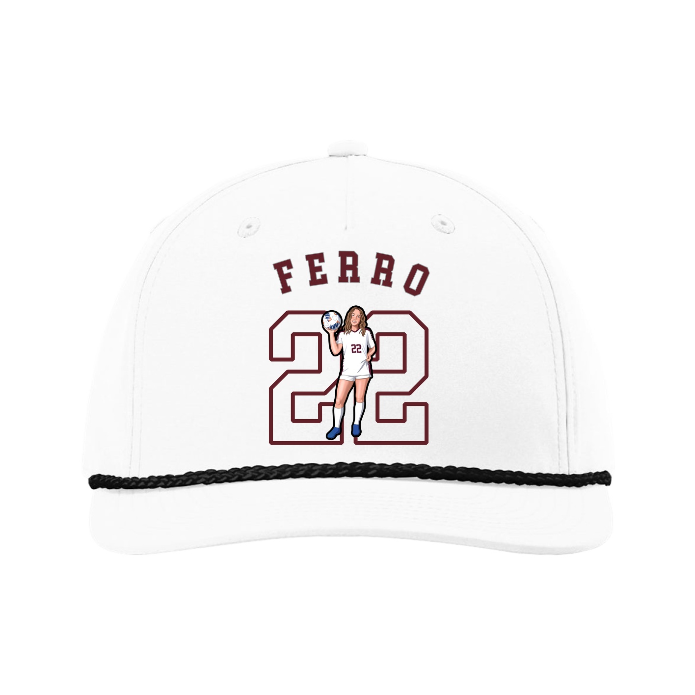 Five-Panel Classic Rope Cap — Shirsey Arch in White