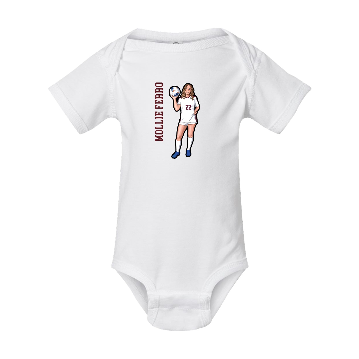 Baby Onesie — Name Vertical in White