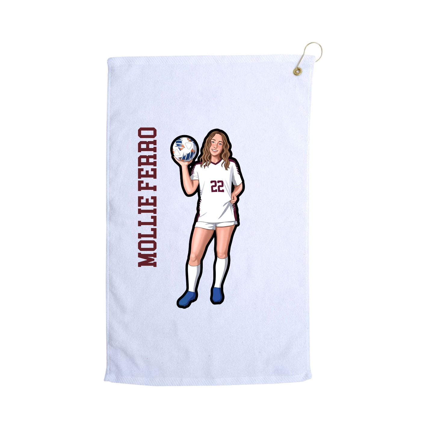 Golf Towel — Name Vertical in White