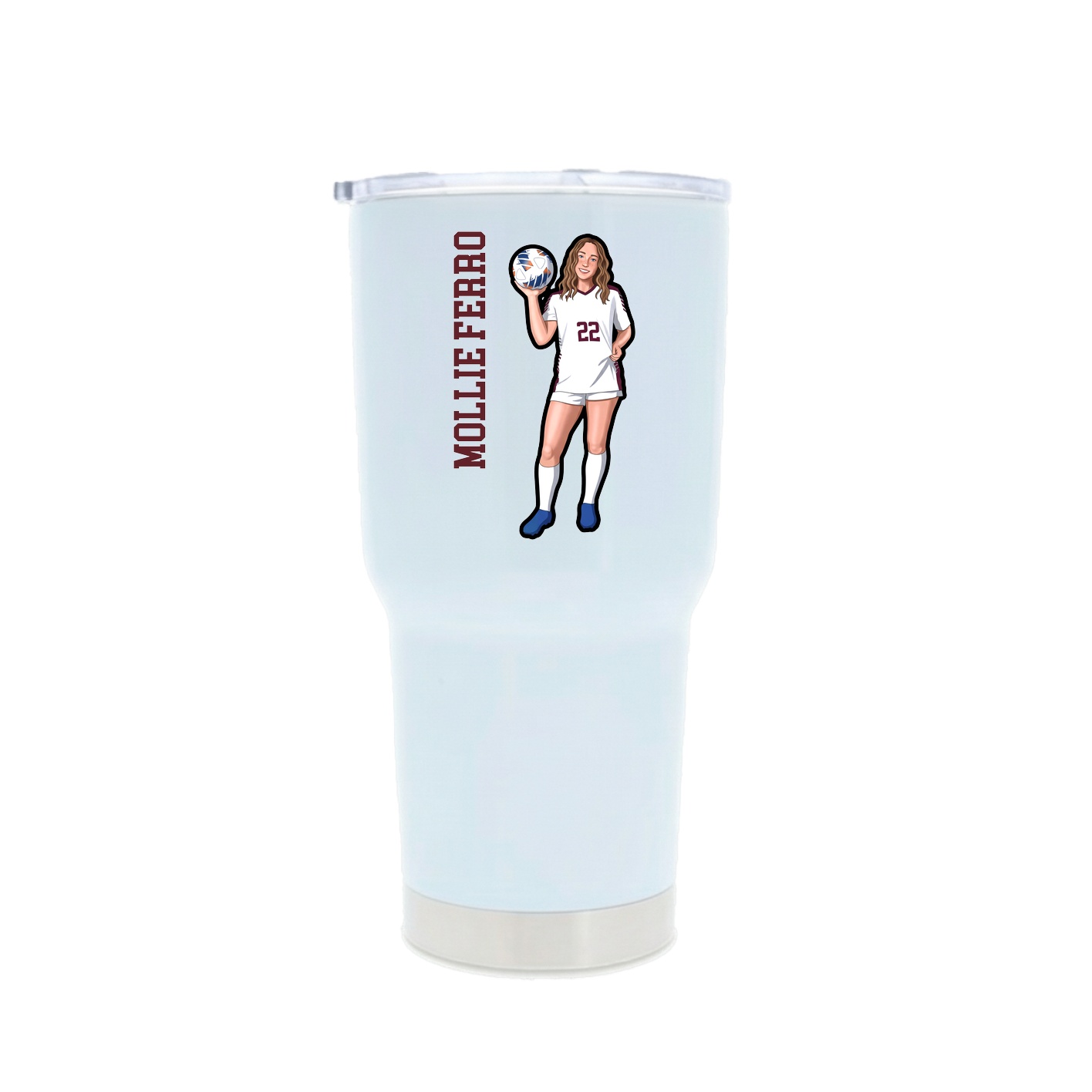 30oz Stainless Steel Tumbler — Name Vertical in White