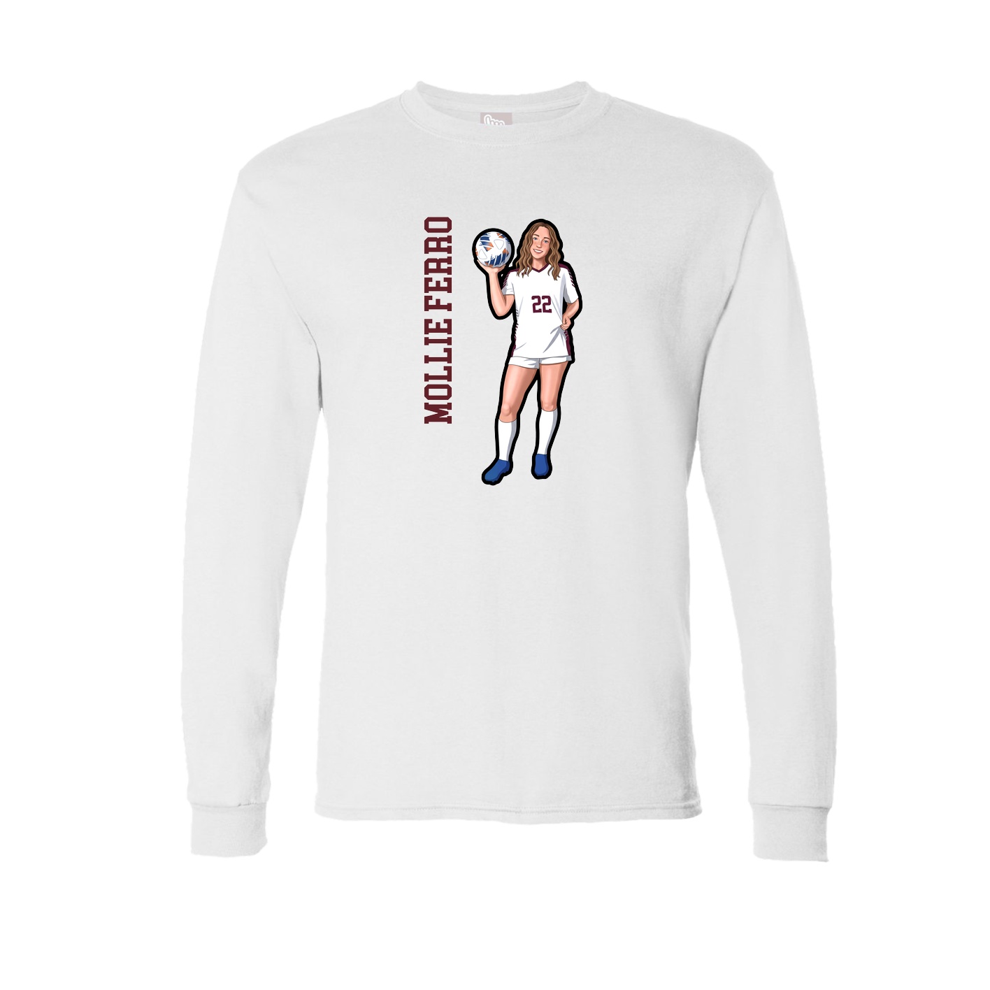 Long Sleeve Tee — Name Vertical in White