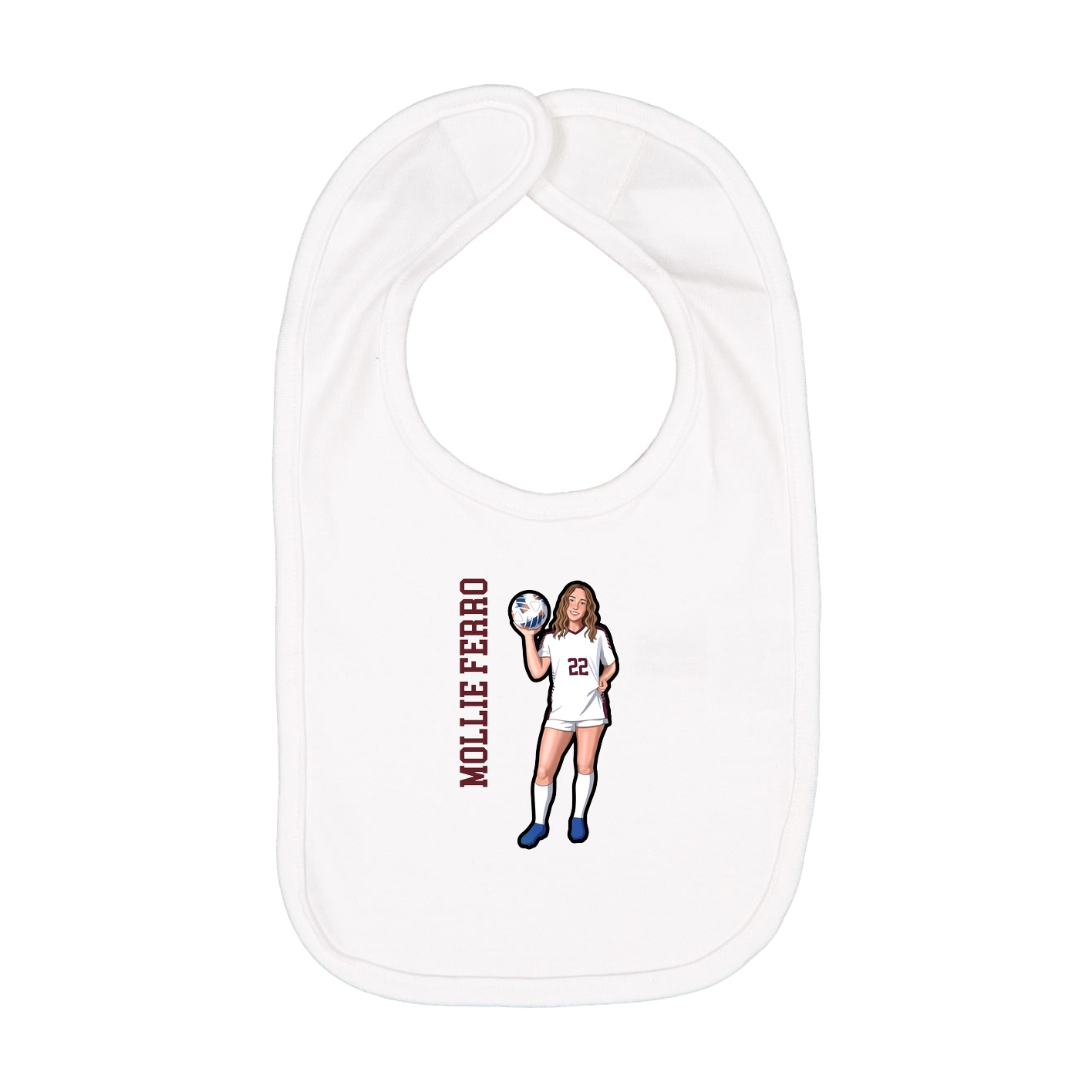 Infant Bib — Name Vertical in White