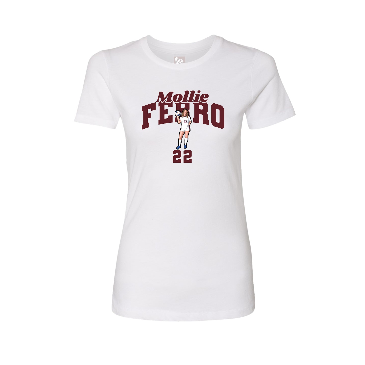 Fitted Women's Tee — Signature Arch in White