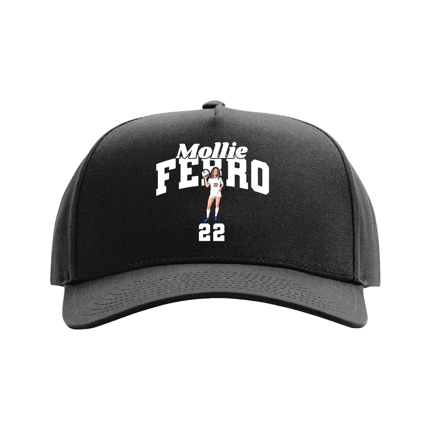 Full Fabric Five-Panel Champ Cap — Signature Arch in Black