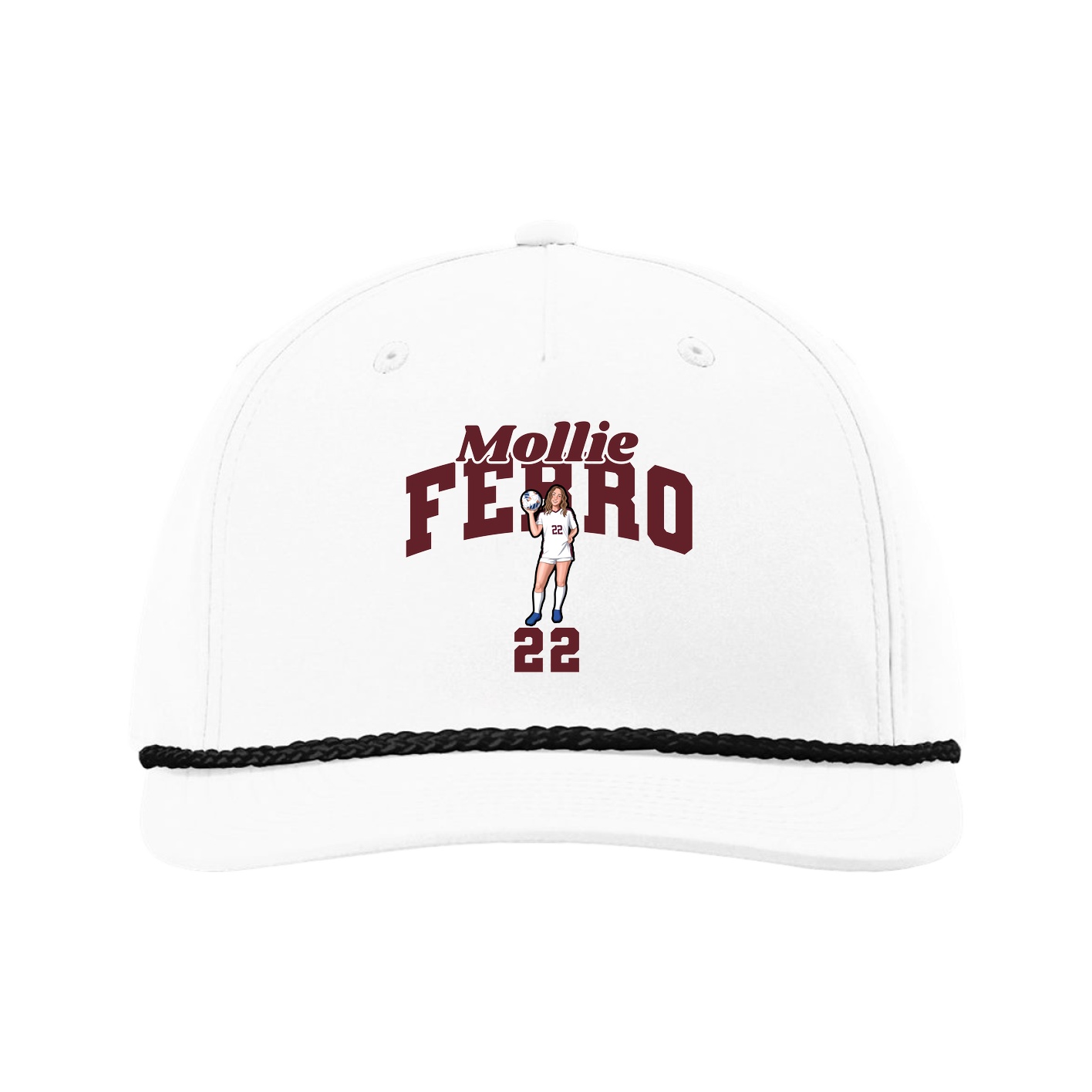 Five-Panel Classic Rope Cap — Signature Arch in White