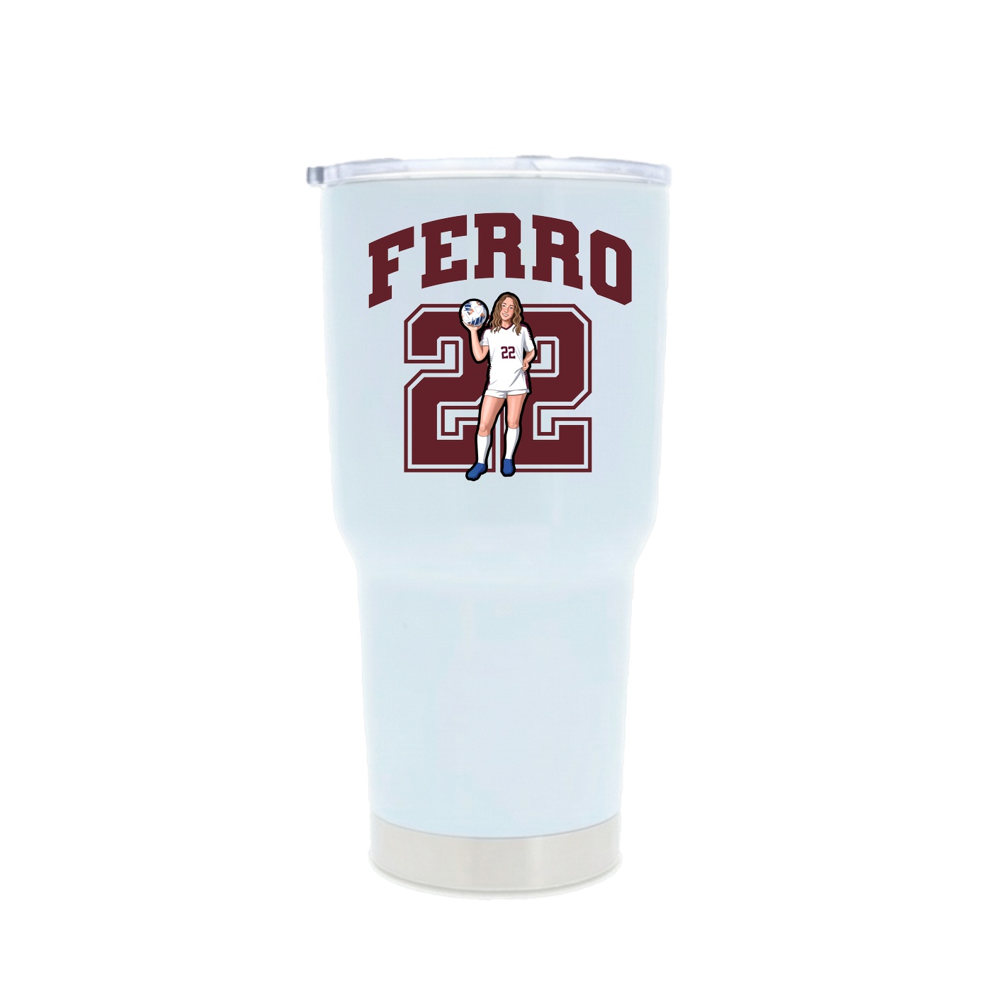 30oz Stainless Steel Tumbler — Number in White