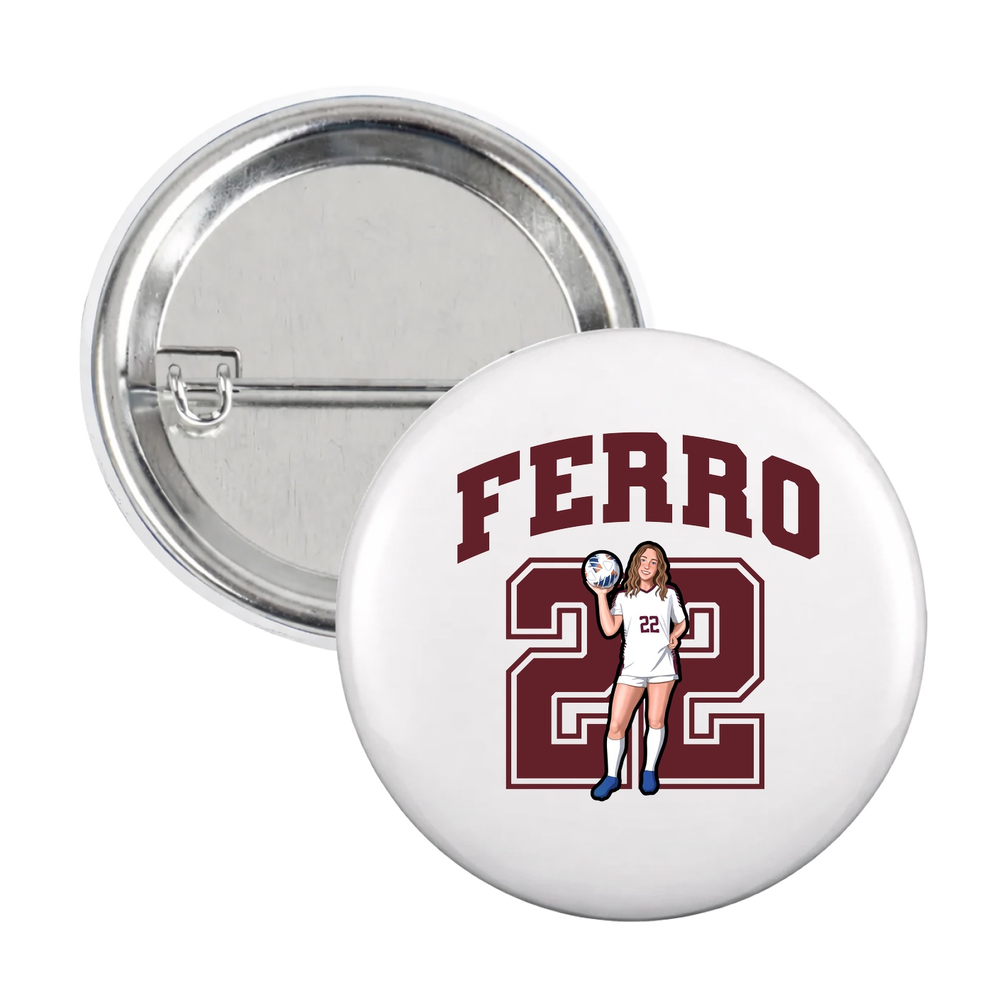Game Day Button — Number in White