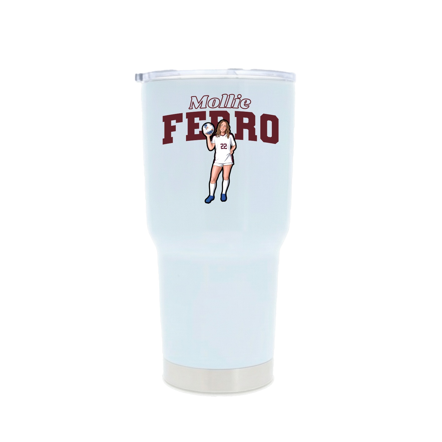 30oz Stainless Steel Tumbler — Name Arch in White