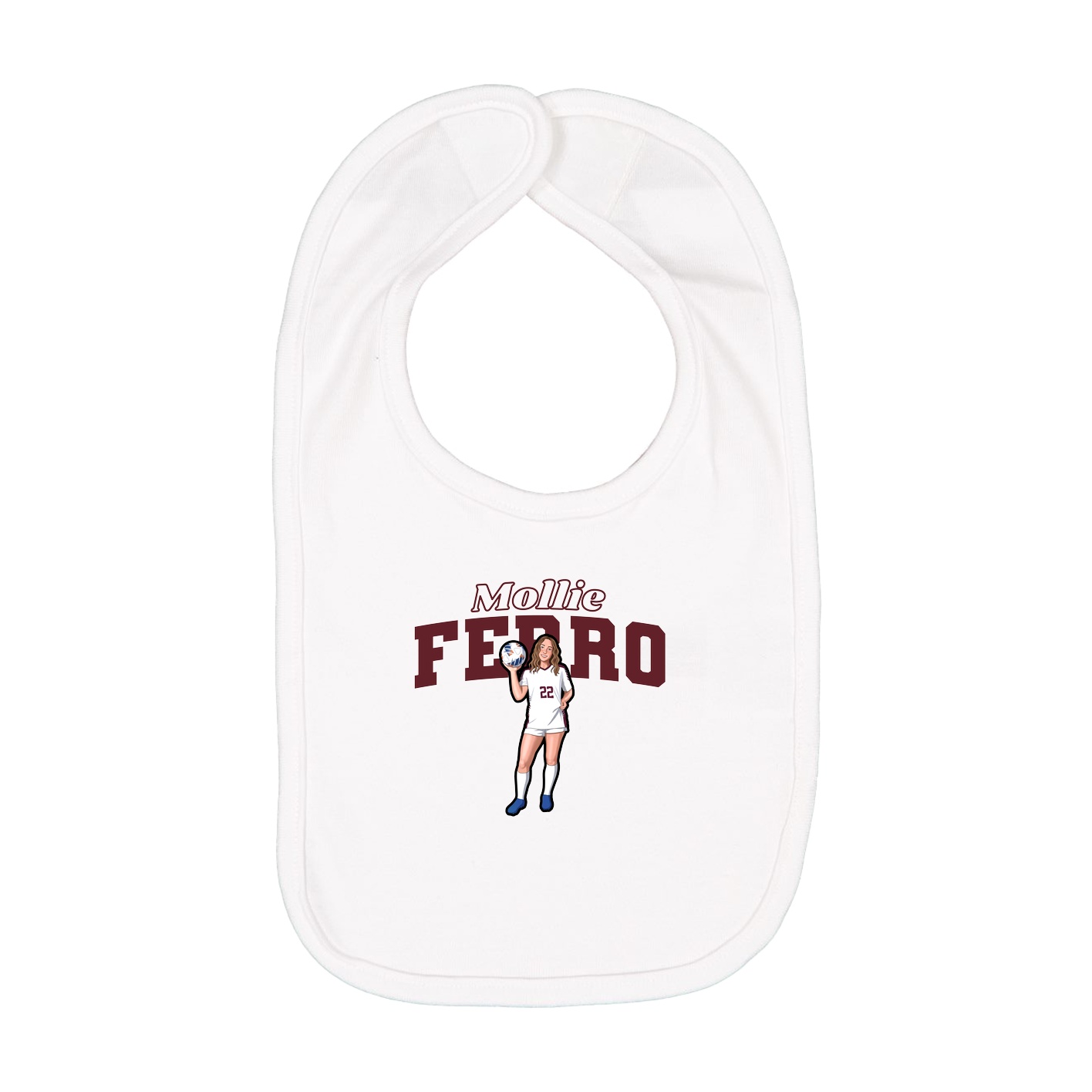 Infant Bib — Name Arch in White