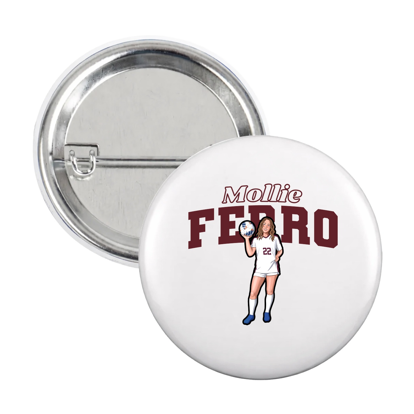 Game Day Button — Name Arch in White