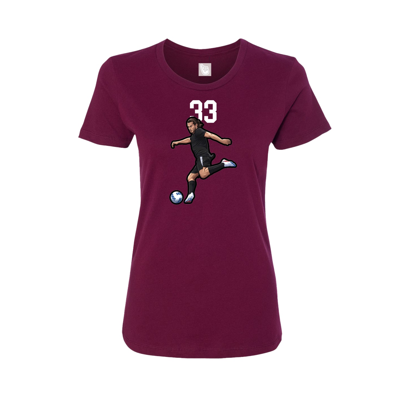 Fitted Women's Tee — Number Top in Maroon