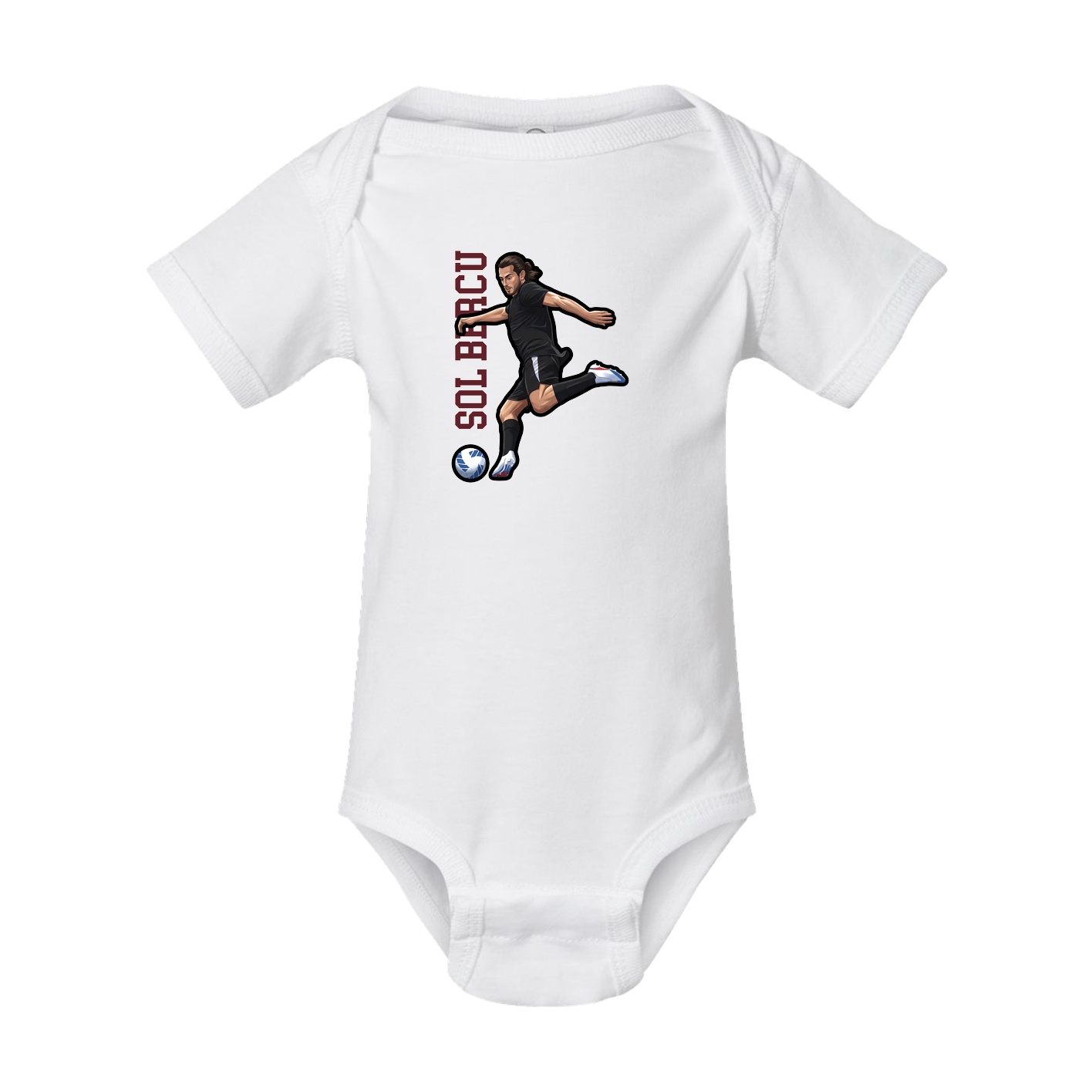 Baby Onesie — Name Vertical in White