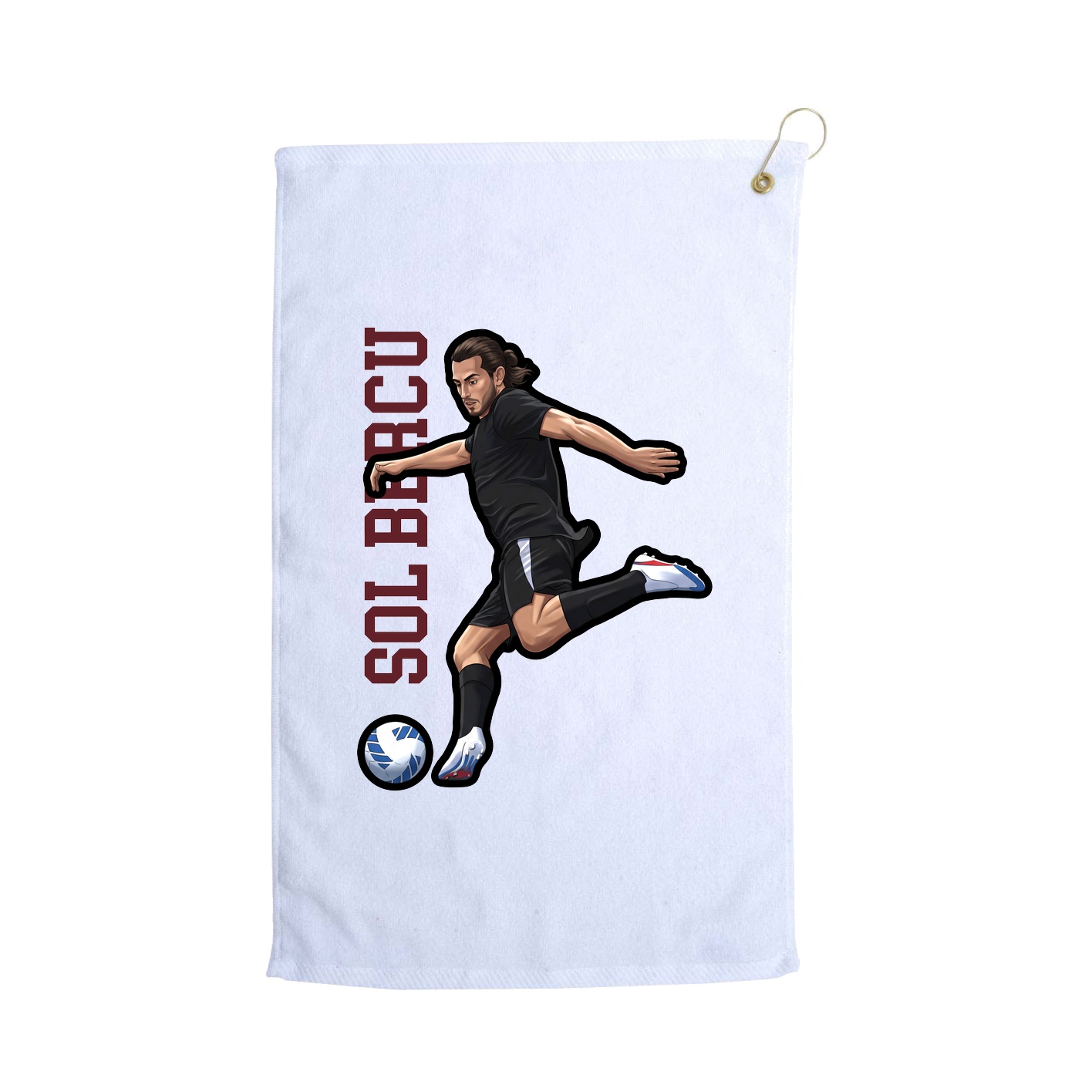 Golf Towel — Name Vertical in White