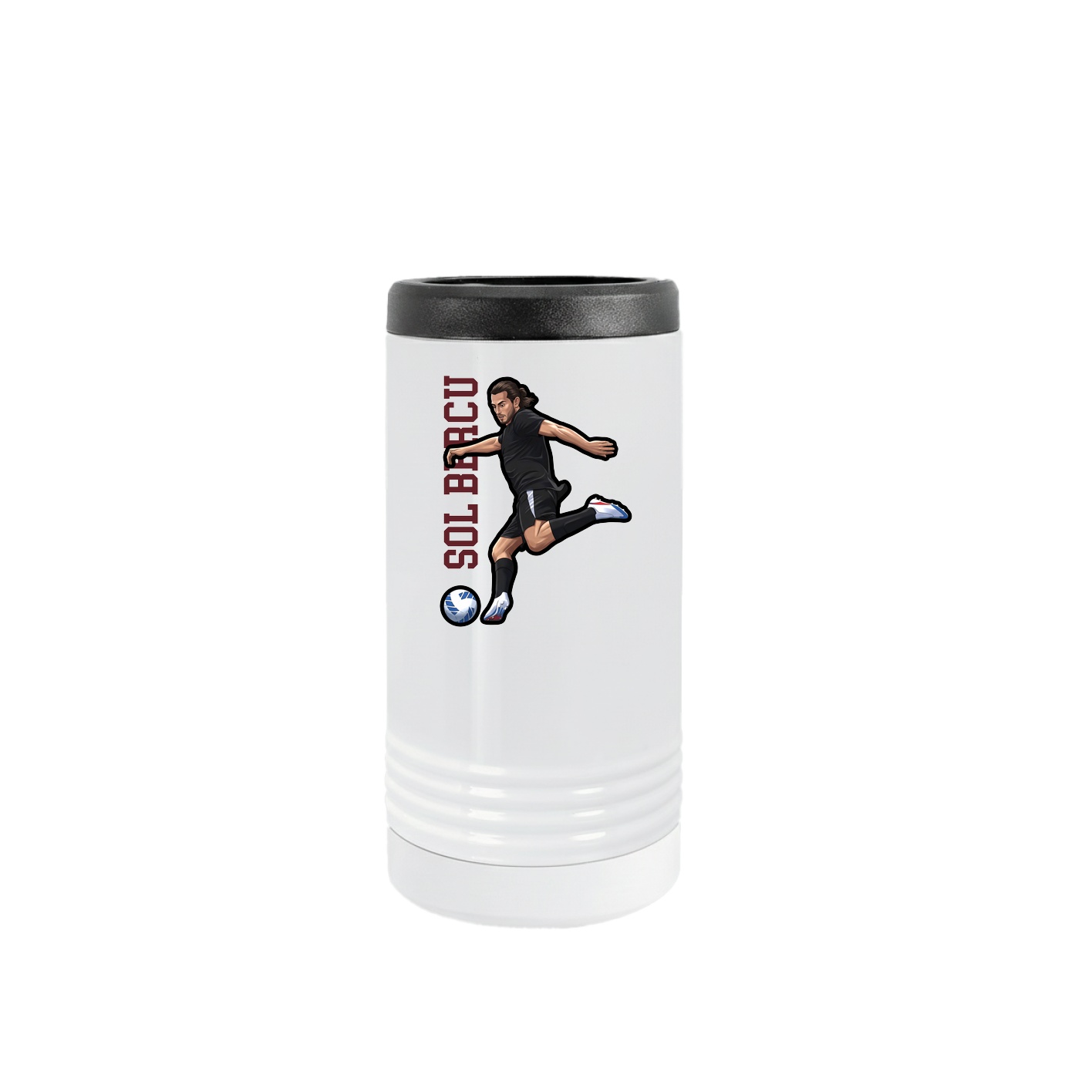 Slim Beverage Holder — Name Vertical in White