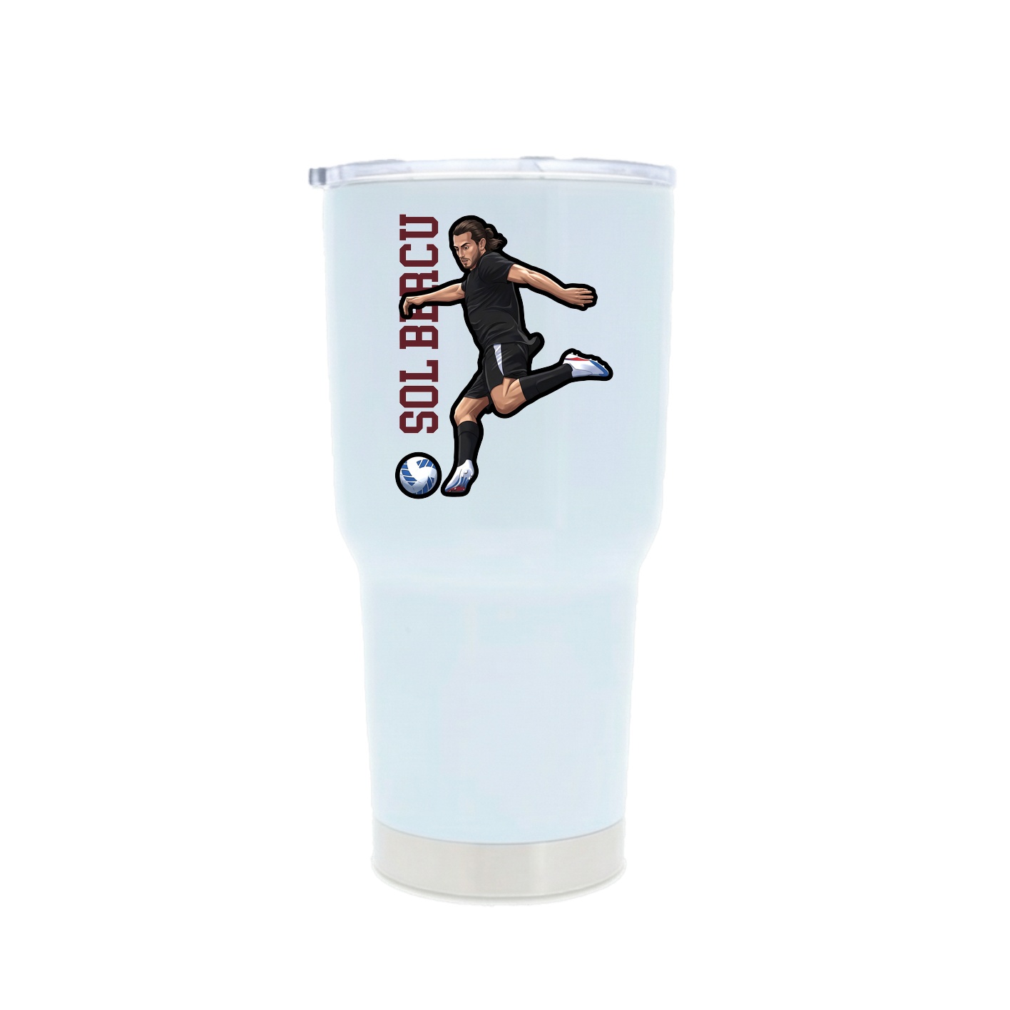 30oz Stainless Steel Tumbler — Name Vertical in White