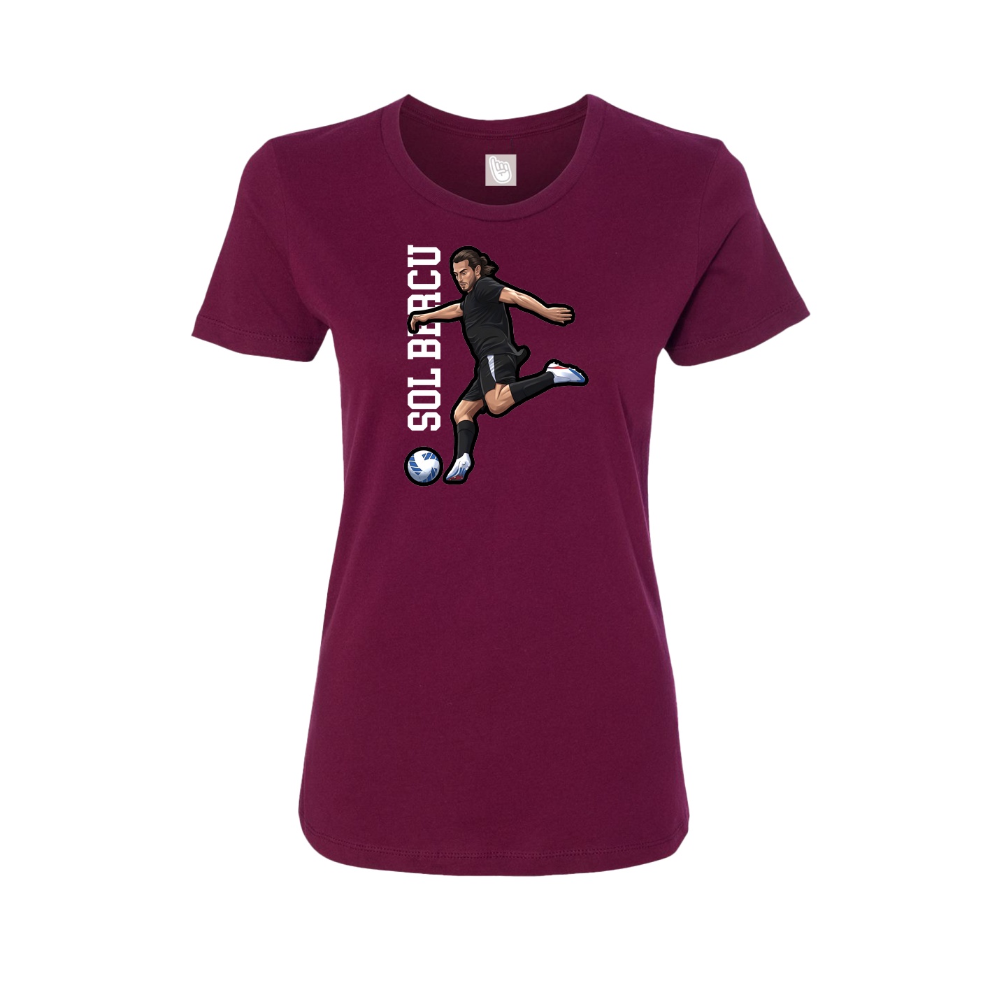 Fitted Women's Tee — Name Vertical in Maroon