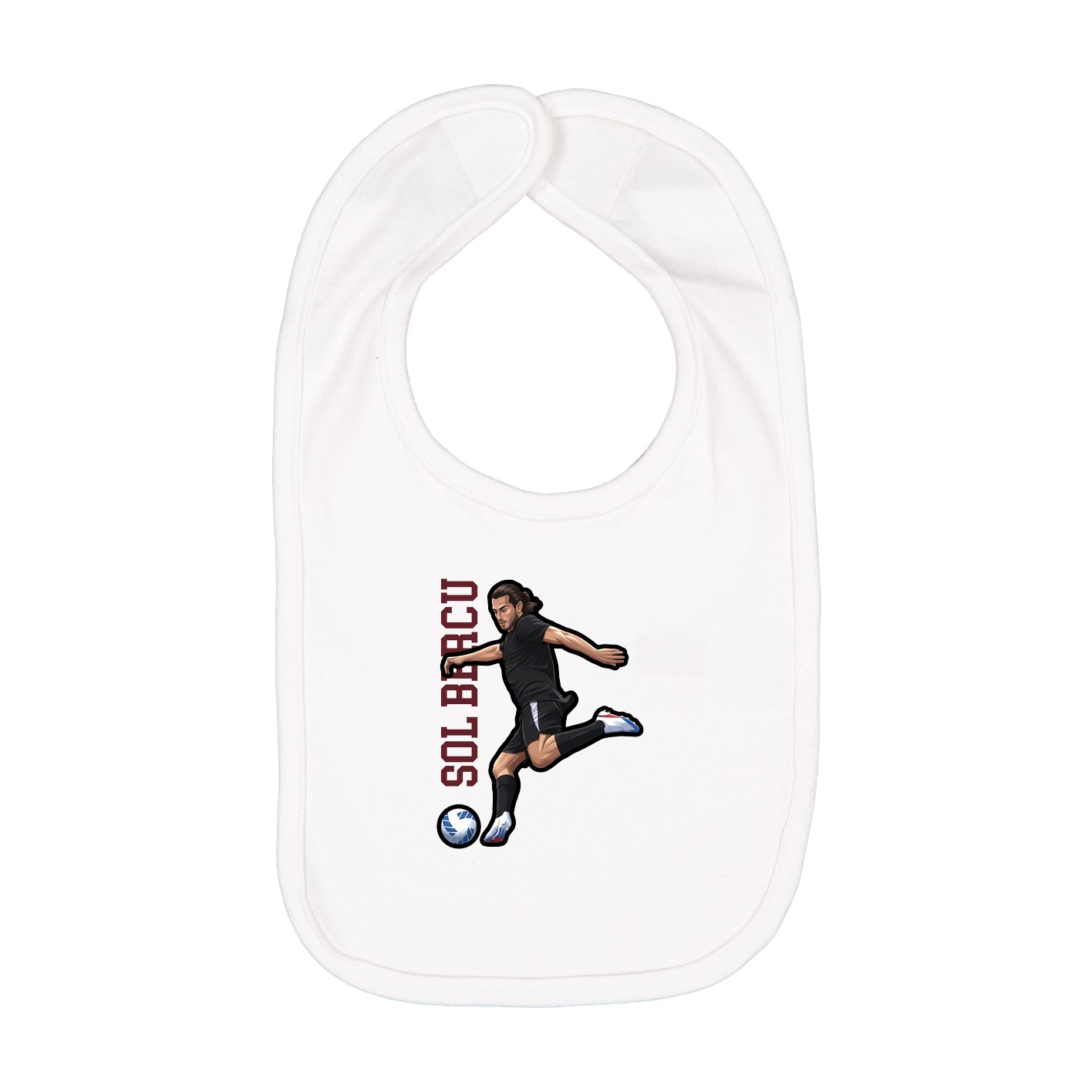 Infant Bib — Name Vertical in White