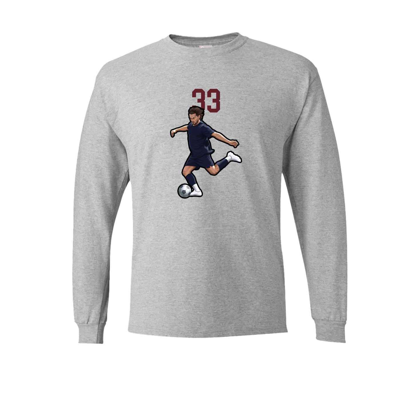 Long Sleeve Tee — Number Top in Grey